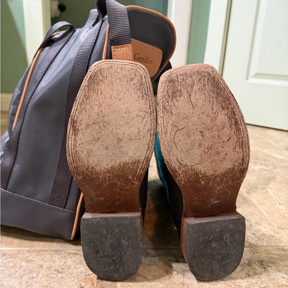Macie Bean Turquoise and Dark Gray Western Boots - Picture 4 of 4